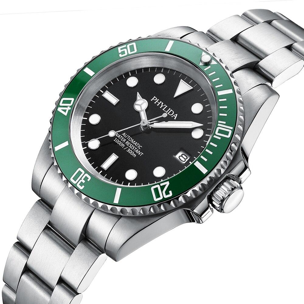 40mm Men's Diver Watch Automatic nh35 Movement Sapphire Crystal Green